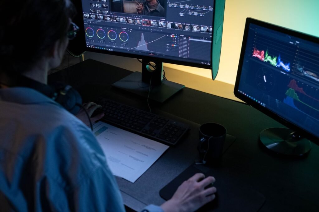 Video editor working on ASUS Gaming Laptop For Video Editing workflow