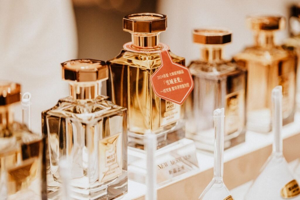 Luxury perfume bottles featuring premium fragrances