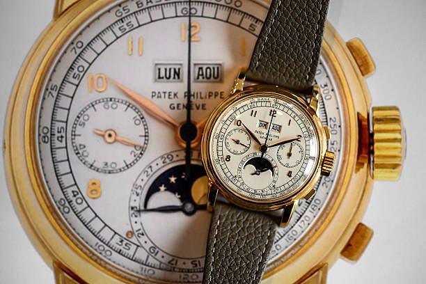 Luxury Swiss chronograph watch with stopwatch subdials