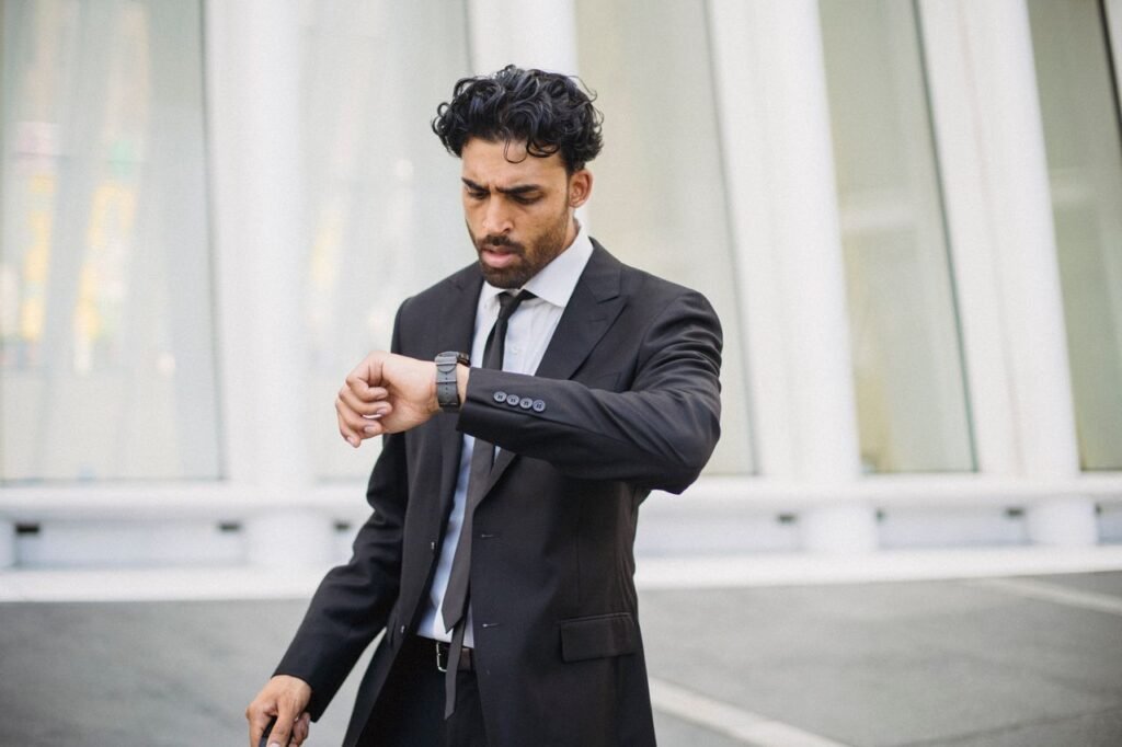 Professional wearing luxury watch