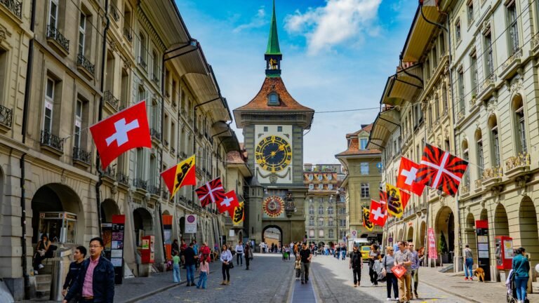 Luxury Swiss watch boutique with premium timepiece displays