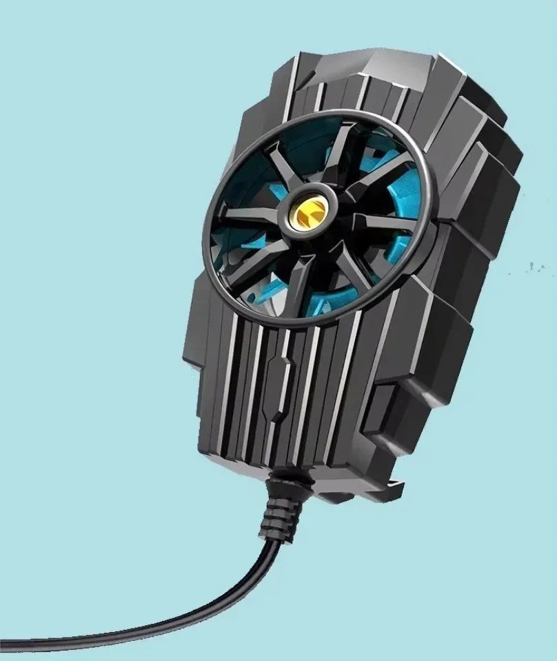 USB-powered phone cooler for gaming with a compact design and high-speed fan.