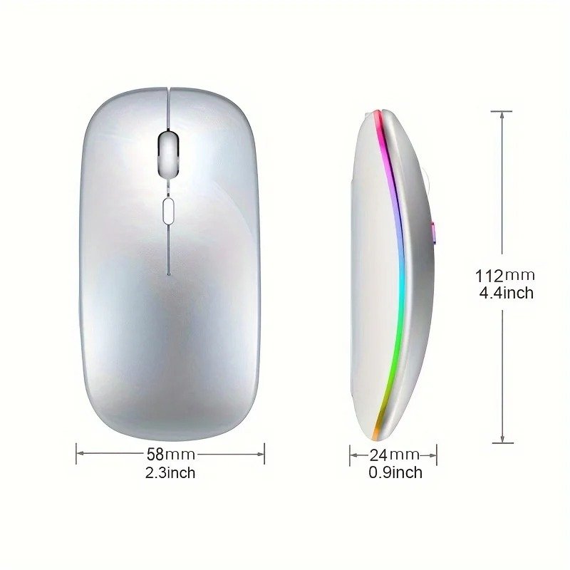 Rechargeable Bluetooth Wireless Mouse dimensions and slim profile