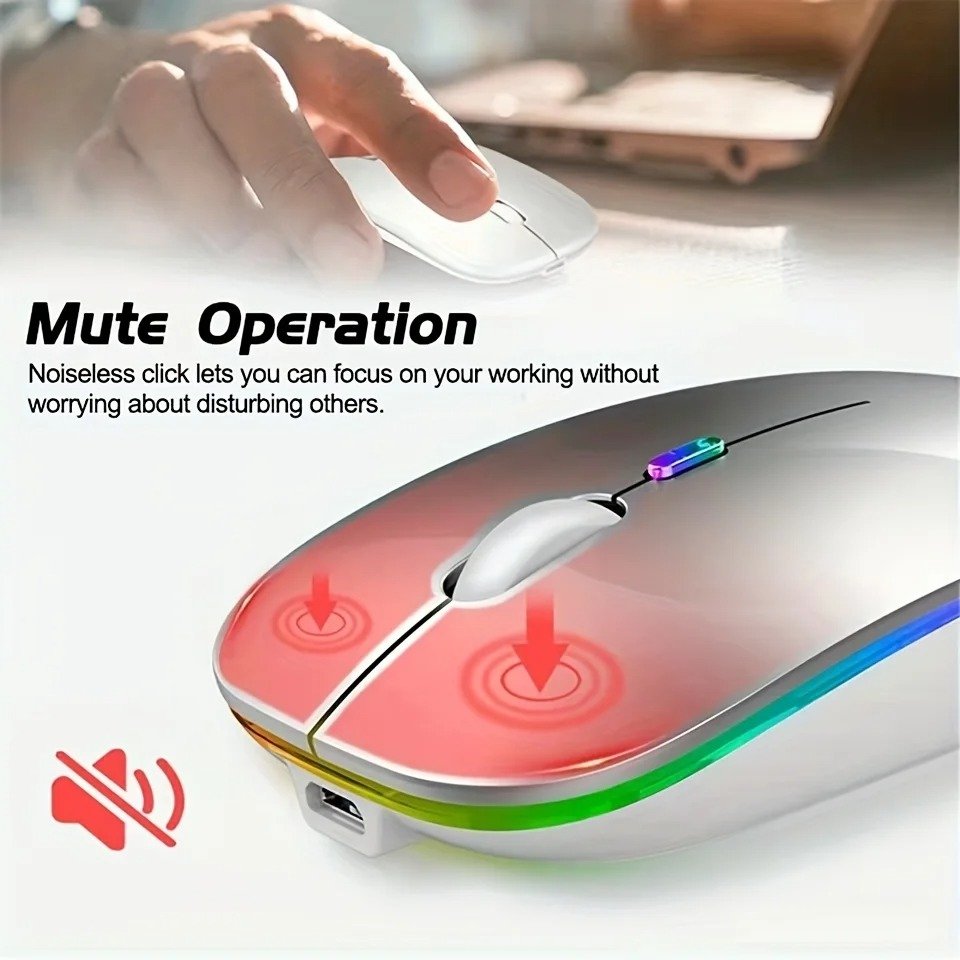 Rechargeable Bluetooth Wireless Mouse with silent click buttons